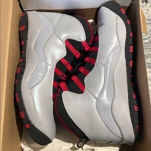 Jordan 10 Retro “Wolf Grey Black Legion” GS Stylish White and Red Sneakers
